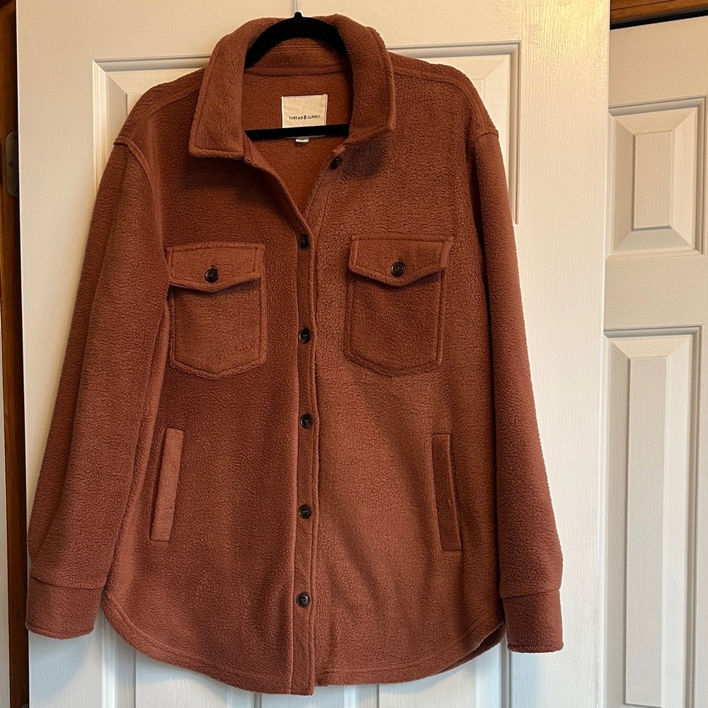 Thread & Supply Warm Terracotta (rusty/rose) Fleece Shacket  Size M
